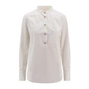 Witte Crew-Neck Blouse Gestikte Profielen Chloé , White , Dames