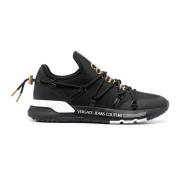 Zwarte Sneakers met Gouden Logo Versace , Black , Heren