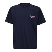 Blauw T-shirt met Roze Print Carhartt Wip , Blue , Heren