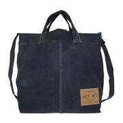 Denim Schoudertas met Logo ACT N°1 , Blue , Dames