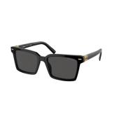 Zwarte Frame Donkergrijze Lens Zonnebril Miu Miu , Black , Unisex