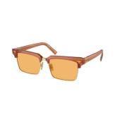 Bruin Frame Gele Lens Zonnebril Miu Miu , Brown , Dames