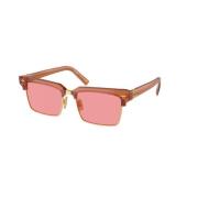 Bruin Montuur Roze Lenzen Zonnebril Miu Miu , Brown , Unisex