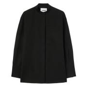 Zwarte Wollen Oversized Shirt Jil Sander , Black , Dames