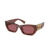 Bruin Montuur Donker Violet Lens Zonnebril Miu Miu , Brown , Unisex