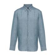 Long Sleeve Tops Brioni , Blue , Heren