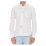 Texaanse Stijl Wit Overhemd Barba , White , Heren