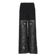 Zwarte Netpatroon Elastische Taille Broek D.Exterior , Black , Dames