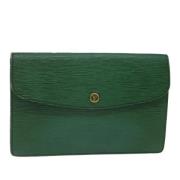 Pre-owned Leather clutches Louis Vuitton Vintage , Green , Dames