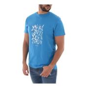 Gedrukt Katoenen T-shirt - Blauw Ronde Hals Korte Mouw Bikkembergs , B...