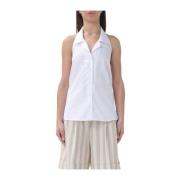 Witte Katoenen Mouwloze Blouse Aspesi , White , Dames