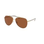 Gouden Frame Bruine Lens Zonnebril Michael Kors , Yellow , Unisex