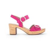 Roze Suède Sandalen met Velcro Sluiting Gabor , Pink , Dames