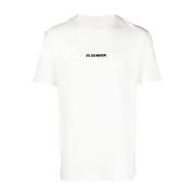 Wit Logo Katoenen T-shirt Jil Sander , White , Heren