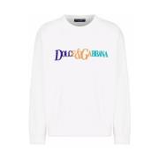Kleurrijk Logo Geborduurd Crewneck Sweatshirt Dolce & Gabbana , White ...