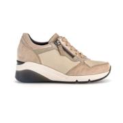 Beige Leren Basket Sneakers Gabor , Beige , Dames