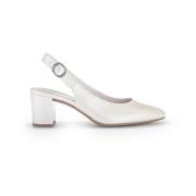 Witte metallic leren slingback schoenen Gabor , White , Dames