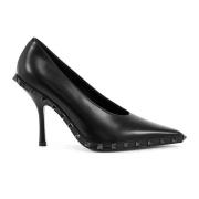 Zwarte Leren Pumps Met Puntneus Valentino Garavani , Black , Dames