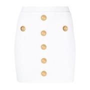 Witte Geribbelde Mini Rok Balmain , White , Dames