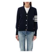 Navy V-hals Vest Gebreide Kleding Thom Browne , Blue , Dames