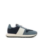 Blauwe Sneakers Mesh Detail Logo Patch Emporio Armani , Blue , Heren