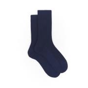Italiaanse korte katoenen sokken blauw geribbeld Gallo , Blue , Heren