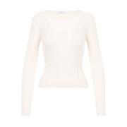 V-hals Geperforeerde Top Max Mara , Beige , Dames