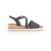 Blauwe Suède Sandalen met Bedekte Sleehak Gabor , Blue , Dames