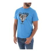 Blauw Logo Print T-shirt Cavalli Class , Blue , Heren