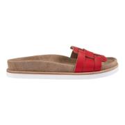 Rode platte sandalen met gekruiste banden DEL Carlo , Red , Dames