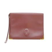 Pre-owned Leather clutches Cartier Vintage , Red , Dames