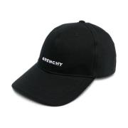 Zwarte Geborduurde Logo Gebogen Peak Hoed Givenchy , Black , Heren