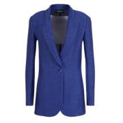 Blauwe Jacquard Jas Giorgio Armani , Blue , Dames