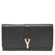 Pre-owned Leather wallets Yves Saint Laurent Vintage , Black , Dames