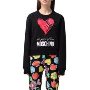 Zwarte Katoenen Sweatshirt met Rode Hartprint Moschino , Black , Dames