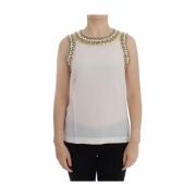 Zijden kristallen tanktop Dolce & Gabbana , White , Dames