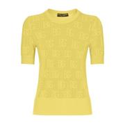 Gele Monogram Jacquard Trui Dolce & Gabbana , Yellow , Dames