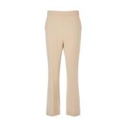 Hoge Taille Beige Wol Flare Broek Max Mara , Beige , Dames