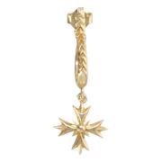 Gouden Kruis Crest Enkele Hoop Oorbel Emanuele Bicocchi , Yellow , Uni...