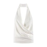 Witte Amerikaanse Hals Shirt met Veerdetail Nenette , White , Dames