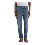 Blauwe Denim Straight Leg Broek Frame , Blue , Dames