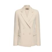 Beige Double-Breasted Jersey Jas Max Mara , Beige , Dames