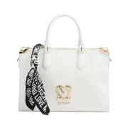 Witte Handtas met Gouden Hart Logo Love Moschino , White , Dames