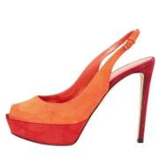Pre-owned Suede heels Sergio Rossi Pre-owned , Orange , Dames