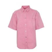 Denim Shirt met Losse Pasvorm Samsøe Samsøe , Pink , Dames