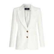 Witte Single-Breasted Slub Jas Etro , White , Dames