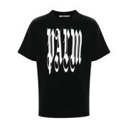 Gothic Logo Print T-shirts en Polos Palm Angels , Black , Heren