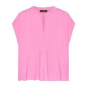 Crep de Chine Geplooide Blouse Elena Mirò , Pink , Dames