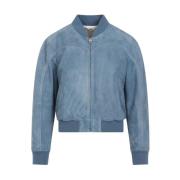 Blauw Suède Leren Jas Chloé , Blue , Dames