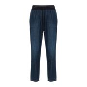 Blauwe Denim Koord Tapered Jeans Lorena Antoniazzi , Blue , Dames